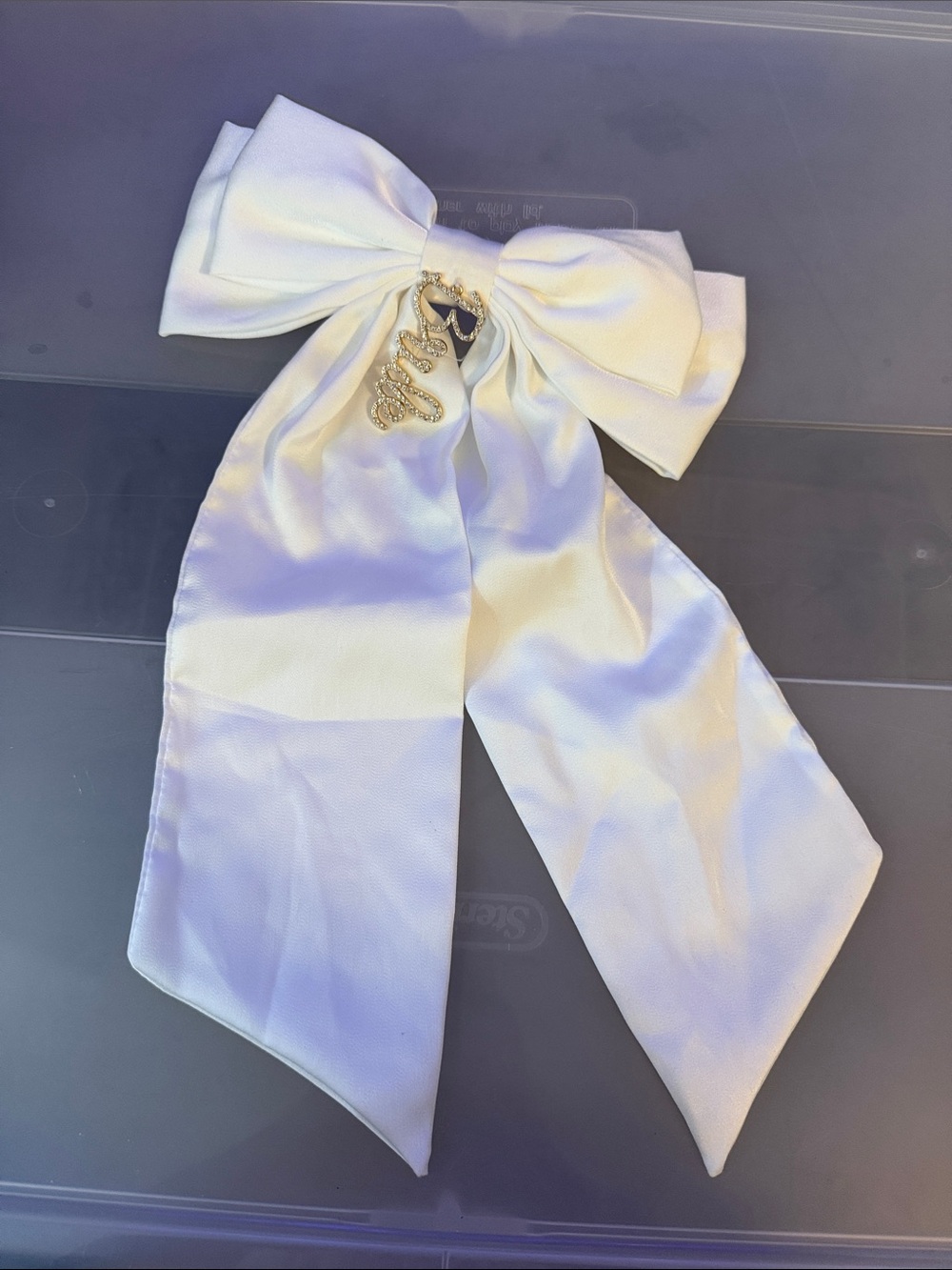 Target White Satin Bow Hair Clip with “Bride” Charm